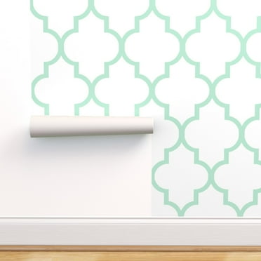Wallpaper Roll Trellis Links Lattice Geometric Spa Green Blue 24in x 27ft Wallpaper Roll Trellis Links Lattice Geometric Spa Green Blue 24in x 27ft